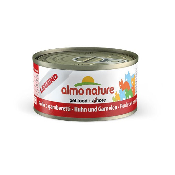 Cat food Almo in a box of 70 g chicken with shrimps.