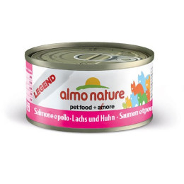 Cat food Almo in a box of 70 g salmon and chicken.