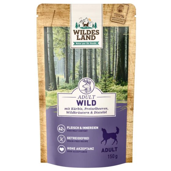 Wildes Land Sachet Adult Gibier Potiron 8x150g