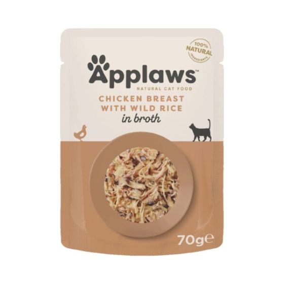 Applaws sachet Blanc de Poulet & Riz Sauvage 70g