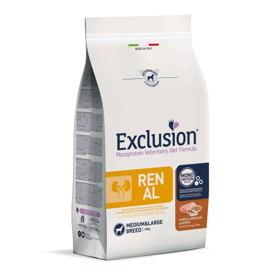 Exclusion Dog VET Renal Adult Med&La Pork 12kg