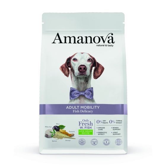 Amanova Dog Adult Low Grain All Breeds Mobility Fish Delicacy 10kg