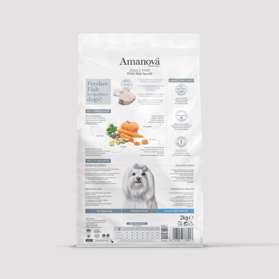 Amanova Dog Mini White Hair Low Grain Fish 2kg