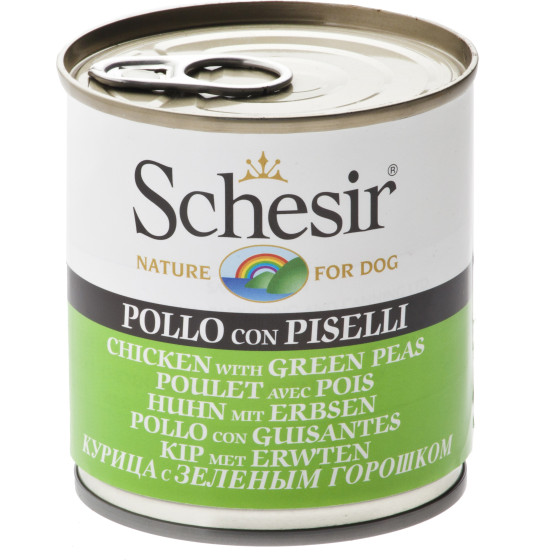 Schesir Dog Food, Chicken and Peas, 285g tin