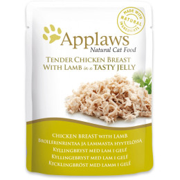 Applaws cat food in a white chicken and lamb bag