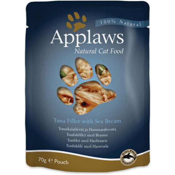 Applaws cat food with tuna and sea bream in a 70gr bag