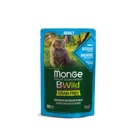 Monge Cat Bwild GF Adult Anchovies 28x85g