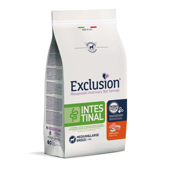 Exclusion Dog VET Intestinal Adult Med&La Pork 12kg